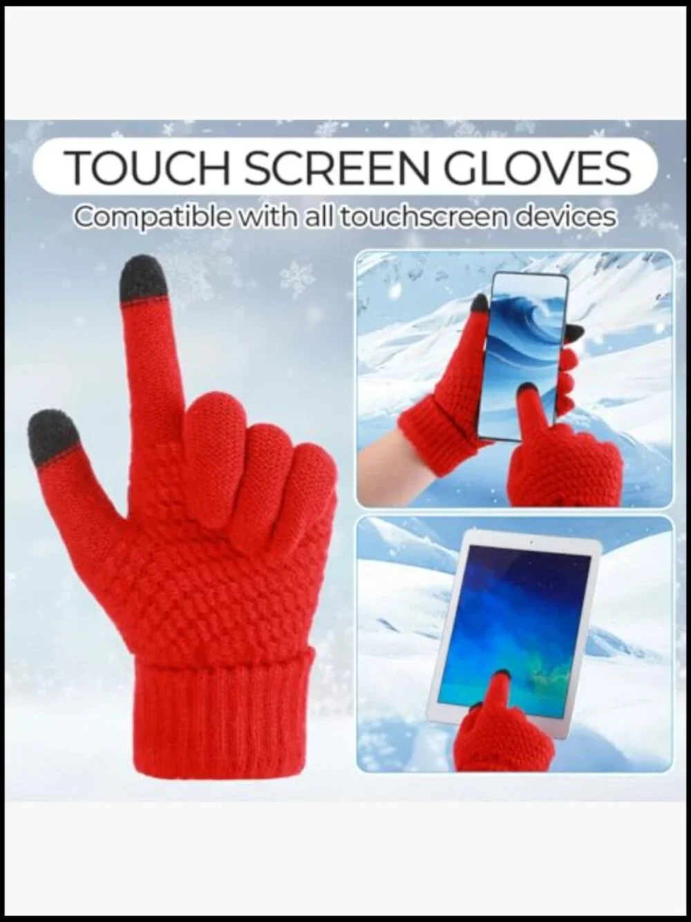 3 Pairs Touchscreen Gloves with Satin Lined Beanies Hat Set Winter Warm